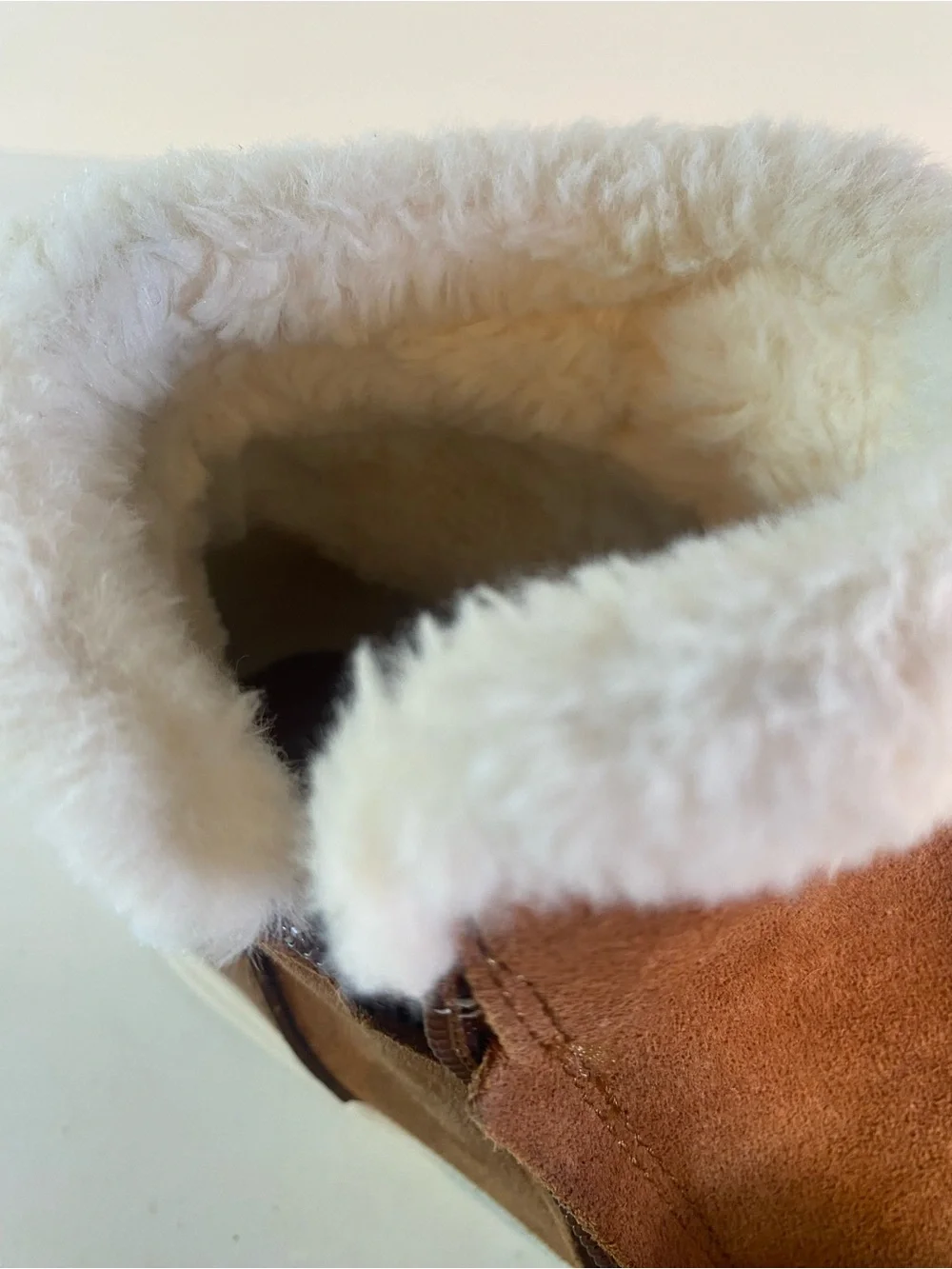 Kate Spade Harper Gingerbread Suede Winter Sneakers Plush White Faux Fur Lining